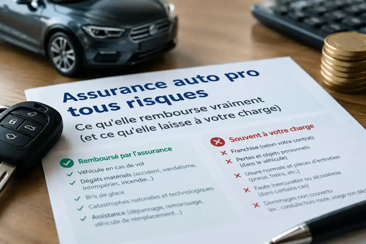 Assurance auto pro tous risques : ce qu'elle rembourse vraiment (et ce qu'elle laisse à votre charge)