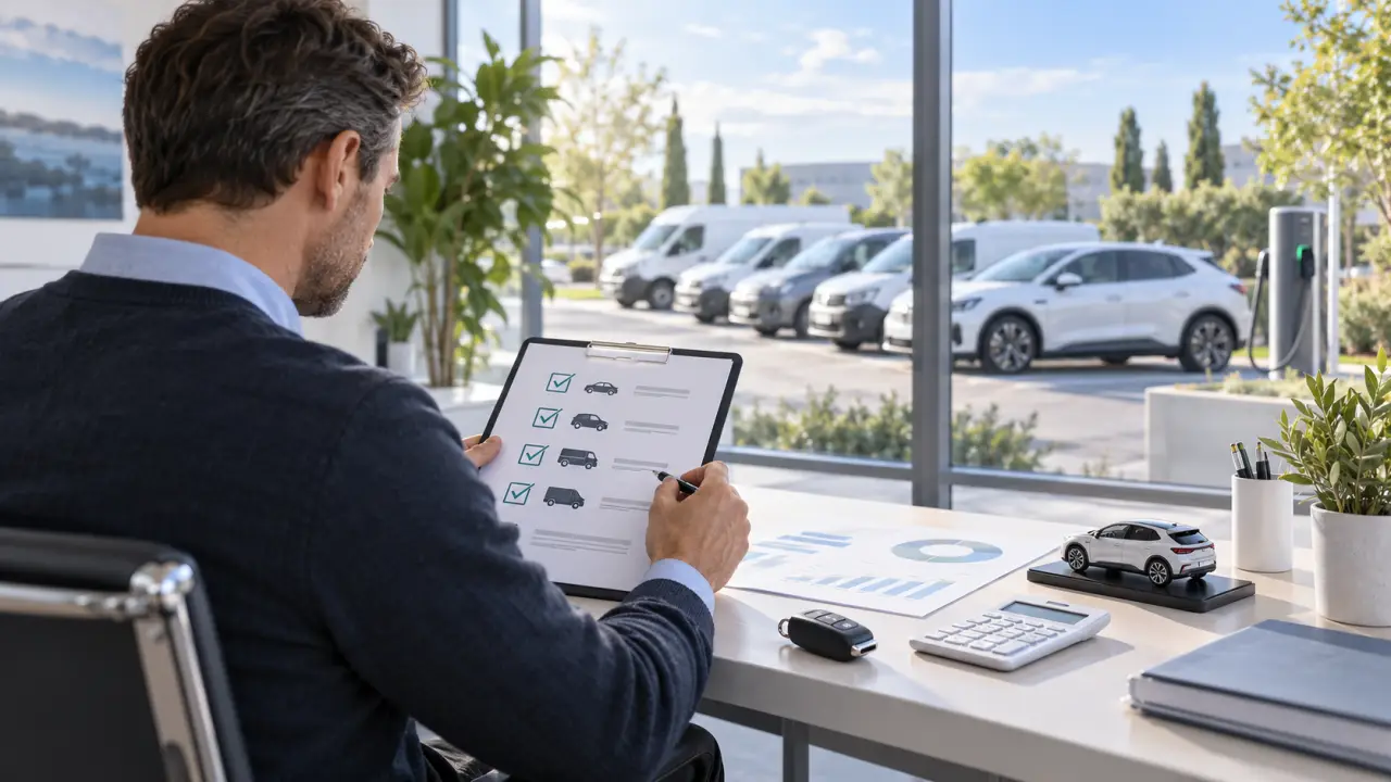 Gestionnaire analysant les coûts d'une flotte automobile avant son renouvellement