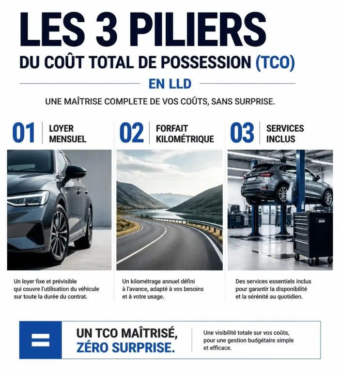 Infographie des meilleures offres LLD sans apport : décomposition du coût total de possession